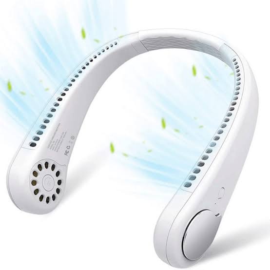 Portable neck hanging fan wearable with rechargeable battery Aram ka bazar