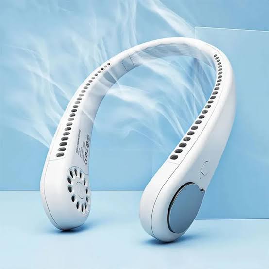 Portable neck hanging fan wearable with rechargeable battery Aram ka bazar