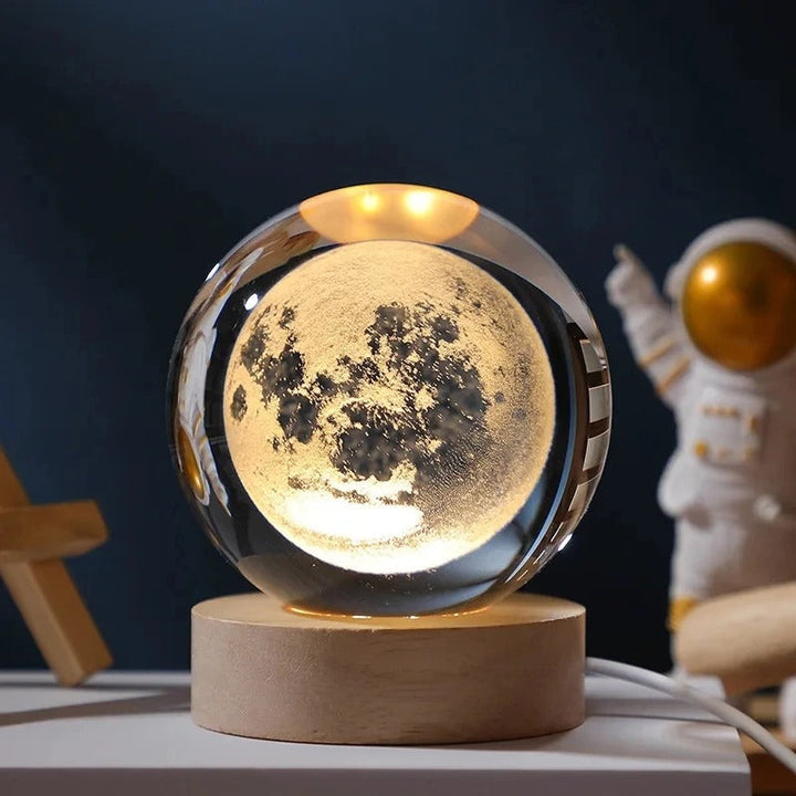 3D Galaxy Crystal Ball Night Light – Astronaut, Moon & Planet Glow Lamp Fashion Mart