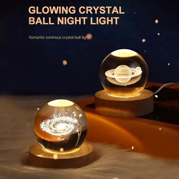 3D Galaxy Crystal Ball Night Light – Astronaut, Moon & Planet Glow Lamp Fashion Mart