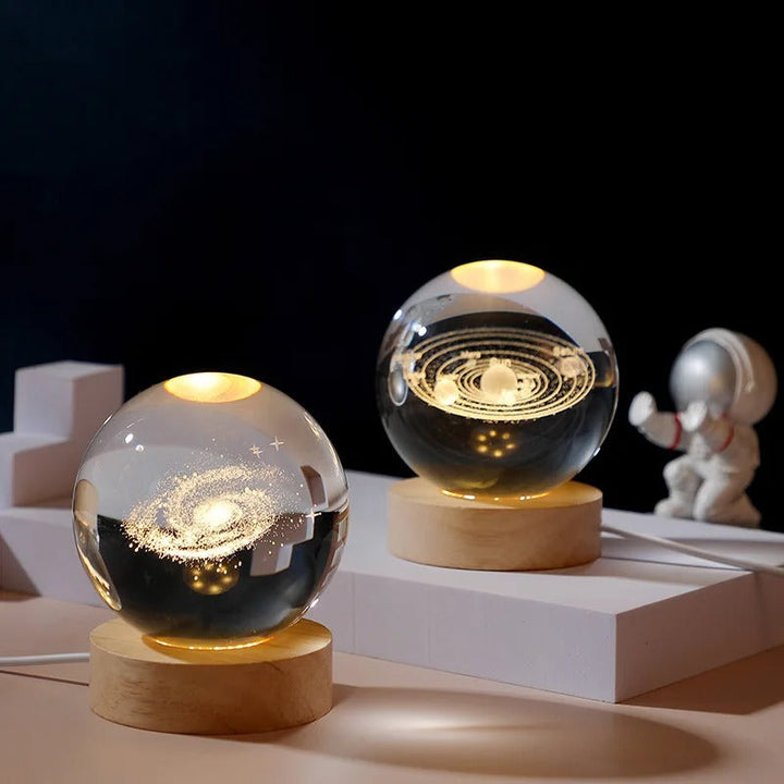 3D Galaxy Crystal Ball Night Light – Astronaut, Moon & Planet Glow Lamp Fashion Mart