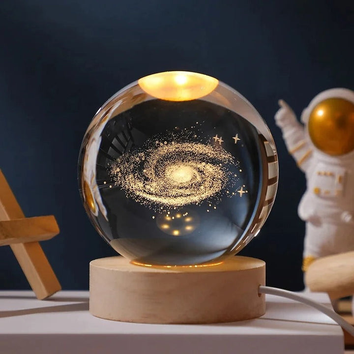 3D Galaxy Crystal Ball Night Light – Astronaut, Moon & Planet Glow Lamp Fashion Mart