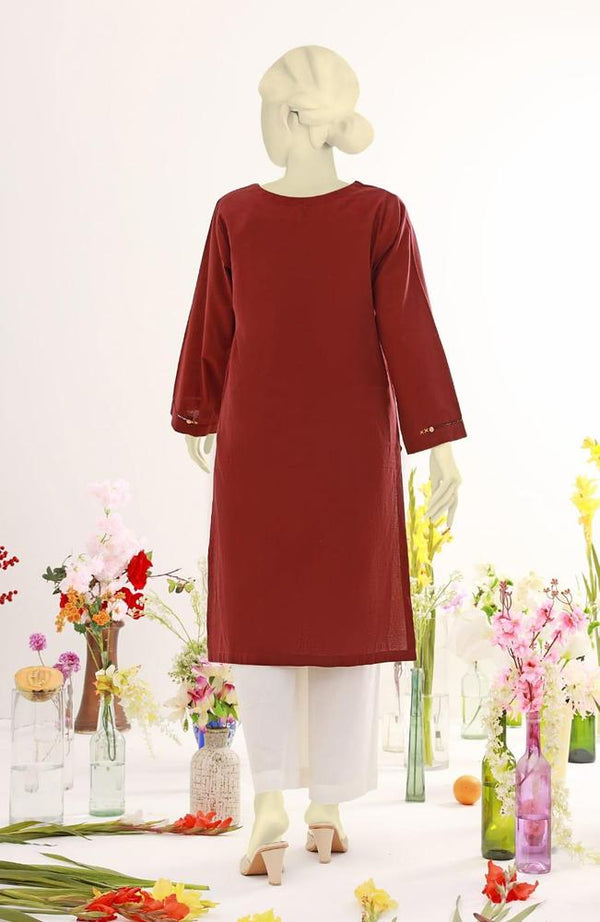 2 Pcs Women's Stitched Arabic Lawn Plain Shirt and Trouser Ravi Rang Collection