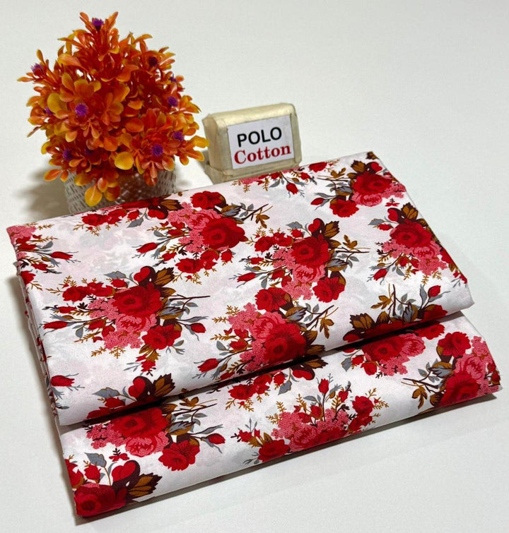 WOMEN POLO COTTON UNSTITCHED PRINTED 2 PIECE SUITS Nexasim