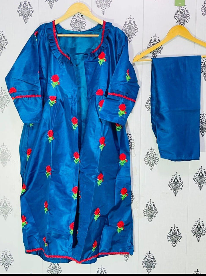 3 Pieces Women Stitched Cotton Silk Embroidered Gown Suits Nexasim