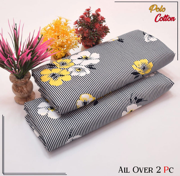 FLORAL PRINTS Girls Polo Cotton Suits for Summer 2025 2 piece Digital Printed Nexasim