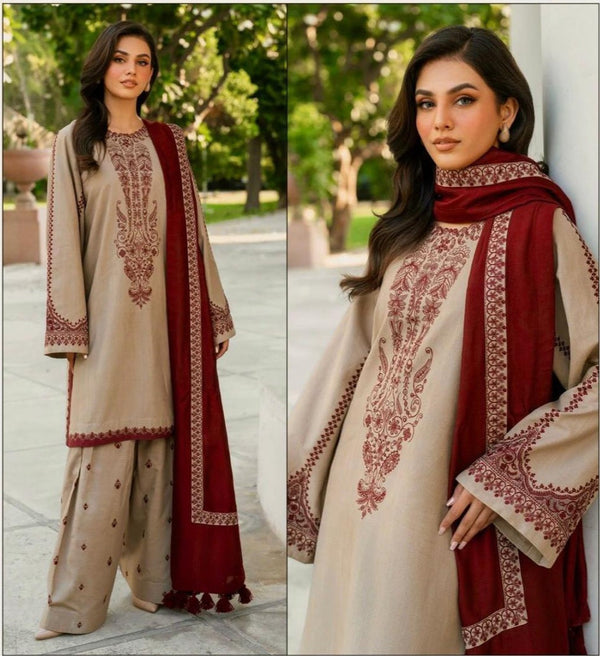 3 Pcs Women's Unstitched Embroidered Suit BAROQUE