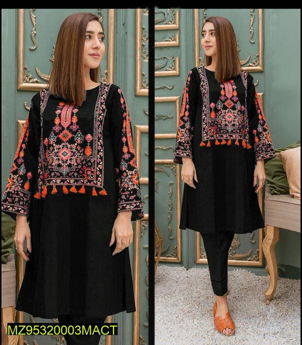 Women's Linen Embroidered Stitched Two Piece Nexasim