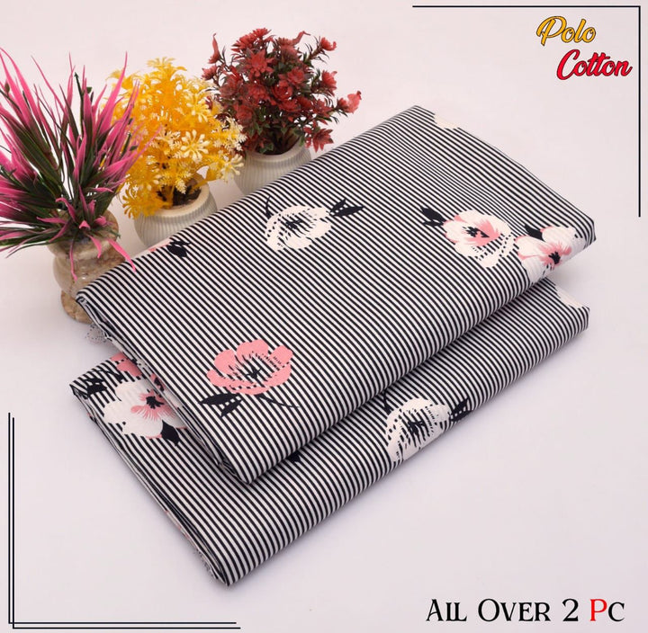 FLORAL PRINTS Girls Polo Cotton Suits for Summer 2025 2 piece Digital Printed Nexasim