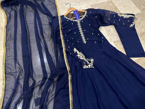 3 Pieces Stitched Chiffon Embroidered Maxi Nexasim