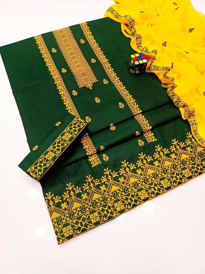 Women's Unstitched Cotton Embroidered 3Pc
Suit Ravi Rang Collection