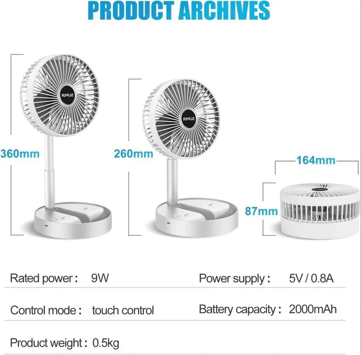 Portable Electric Mini Fan Foldable Telescopic fan with high Battery Life FSD-UZ-Traders